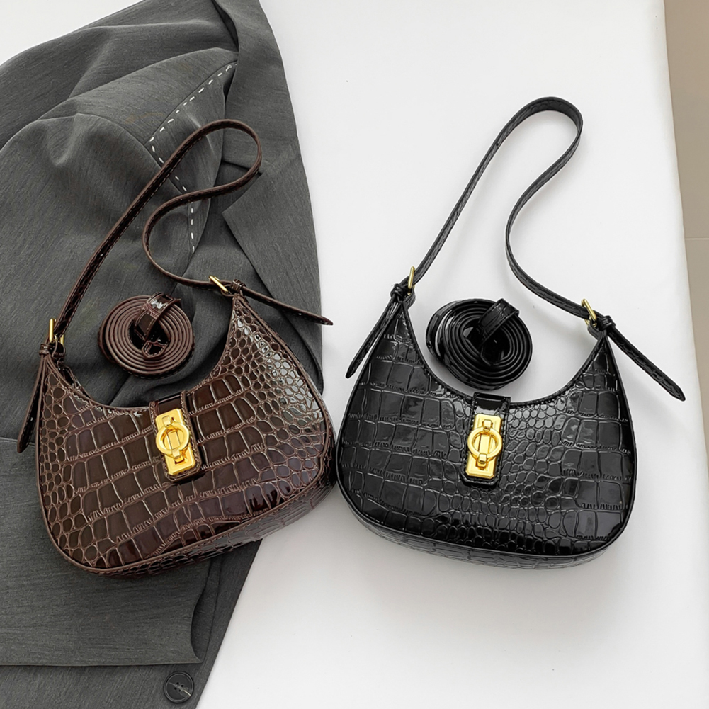 Crossbody Bag PU Leather Zipper Handbag for Women Adjustable Shoulder Strap Underarm Bag Clutch Purse Tote Purse