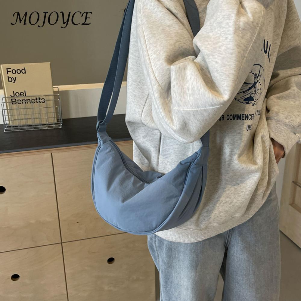 Women Half Moon Underarm Bag Solid Color Crossbody Crescent Bag Fashion Cloud Shoulder Bag Adjustable Strap for Outdoor Travel