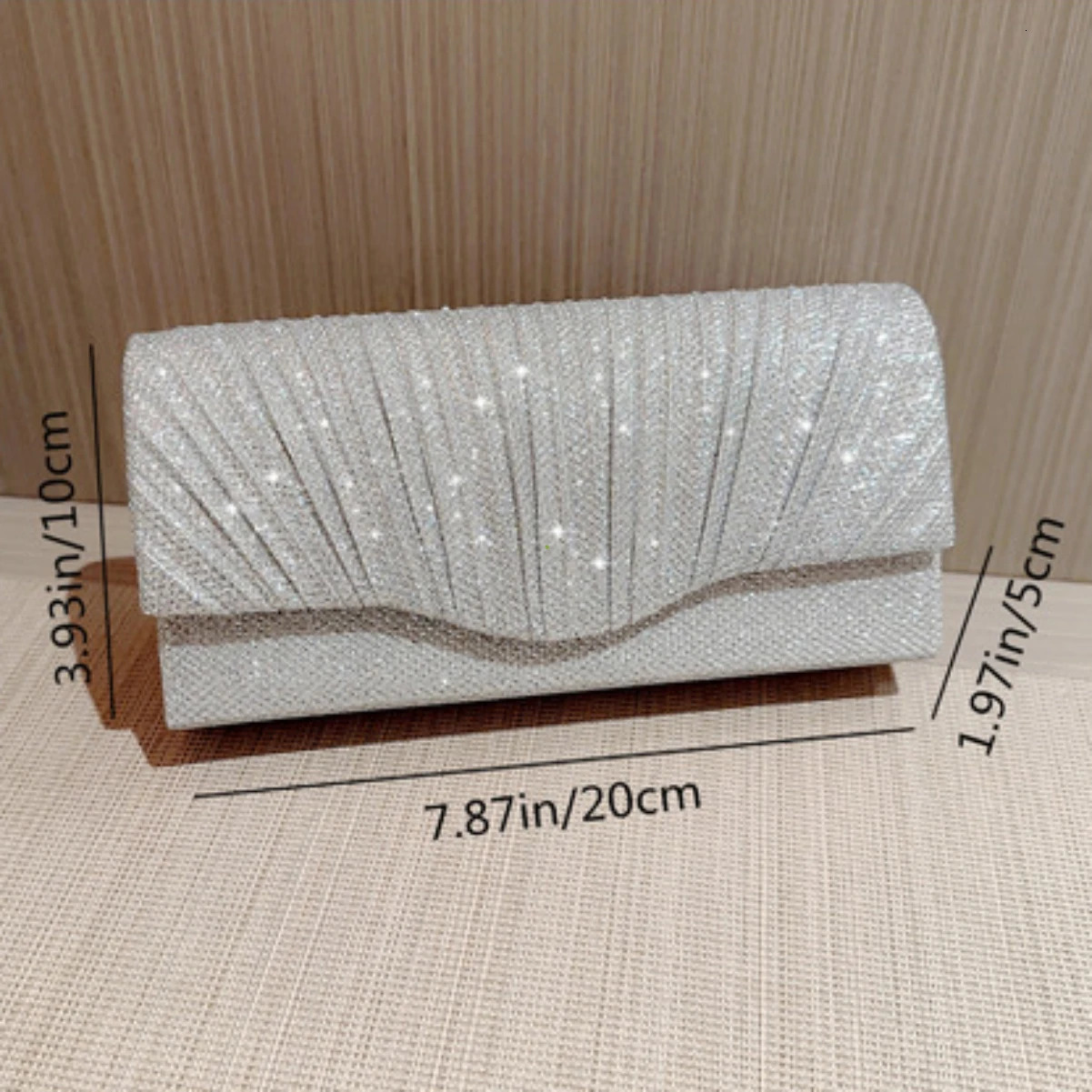 Ladies' Sparkling Sier Handbag, Evening Wear Fashionable And Elegant Long Wallet Ladies' Chain Shoulder Bag, Wedding Party Designer Handbag