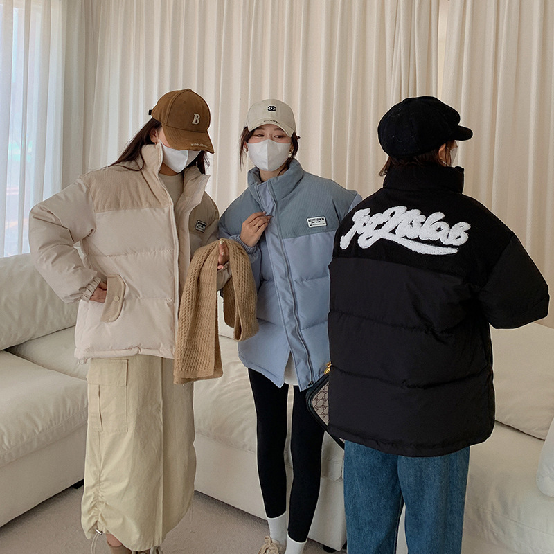 Solid color 2025 corduroy down winter new loose jacket, thick cotton jacket