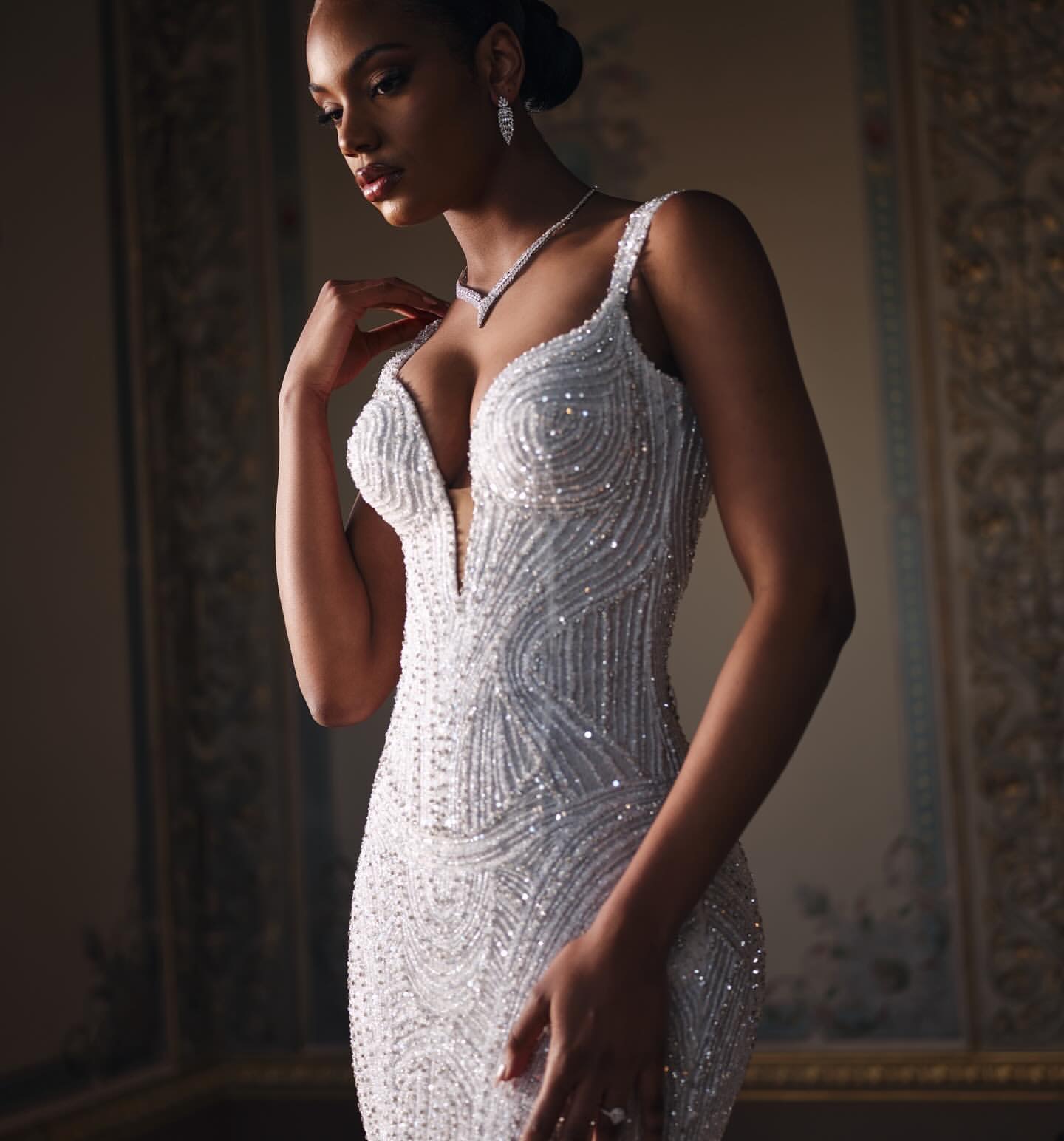 Vintage crystal Mermaid Wedding Dress overskirts straps beaded wedding dresses Bridal Gowns bride dress