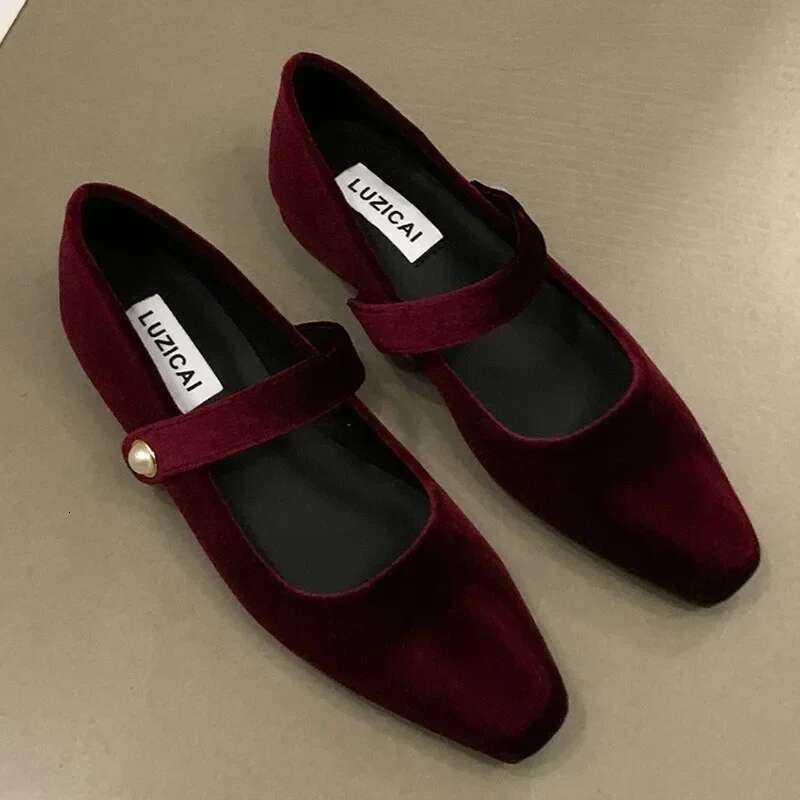 Suede Flats Loafers Women Marie Janes Spring Shoes 2025 Square Toe Ballet Dance Shoes Fashion Luxury Dress Zapatillas De Mujer