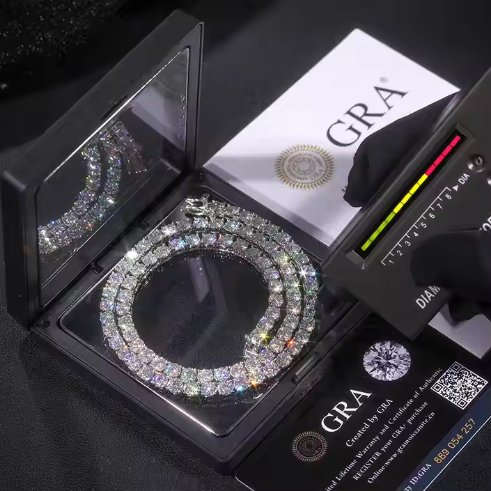 Iced-Out Cuban k Bracelet Necklace: Sterg Sier, VVS Moissanite, Hip-Hop Tennis Chain for Men & Women Elegant Dazzg