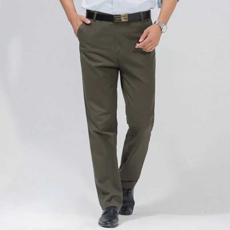 Mens 100% Cotton Summer Thin Pant Autumn Thick Classic Solid Casual Bland High Waist Trousers Business Office Cargo Pants Cheap LX241107
