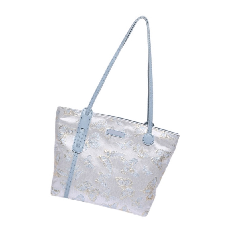 Embroidered Butterfly Canvas Top Handle Bag for Women Shoulder Bags Handbag Dropship