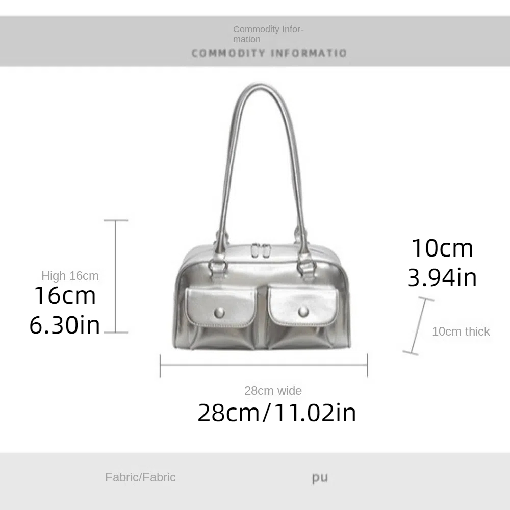 Korean Style Satchel Hobo Bag Large Capacity Retro Shoulder Underarm Bag Casual Fashion Leather Double Pocket Handbag Travel