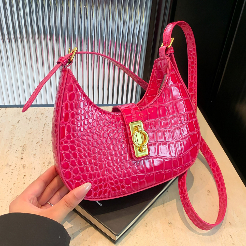 Crossbody Bag PU Leather Zipper Handbag for Women Adjustable Shoulder Strap Underarm Bag Clutch Purse Tote Purse