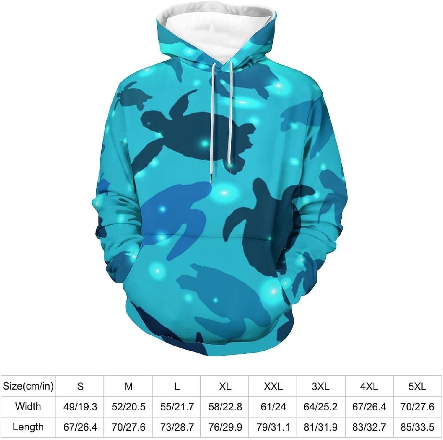 Hoodie for Mens Womens Sea Turtle Hoodies for Men 3D Print Pullover Hooded Drawstring Loose Sweatshirt with Big Pockets Graphic