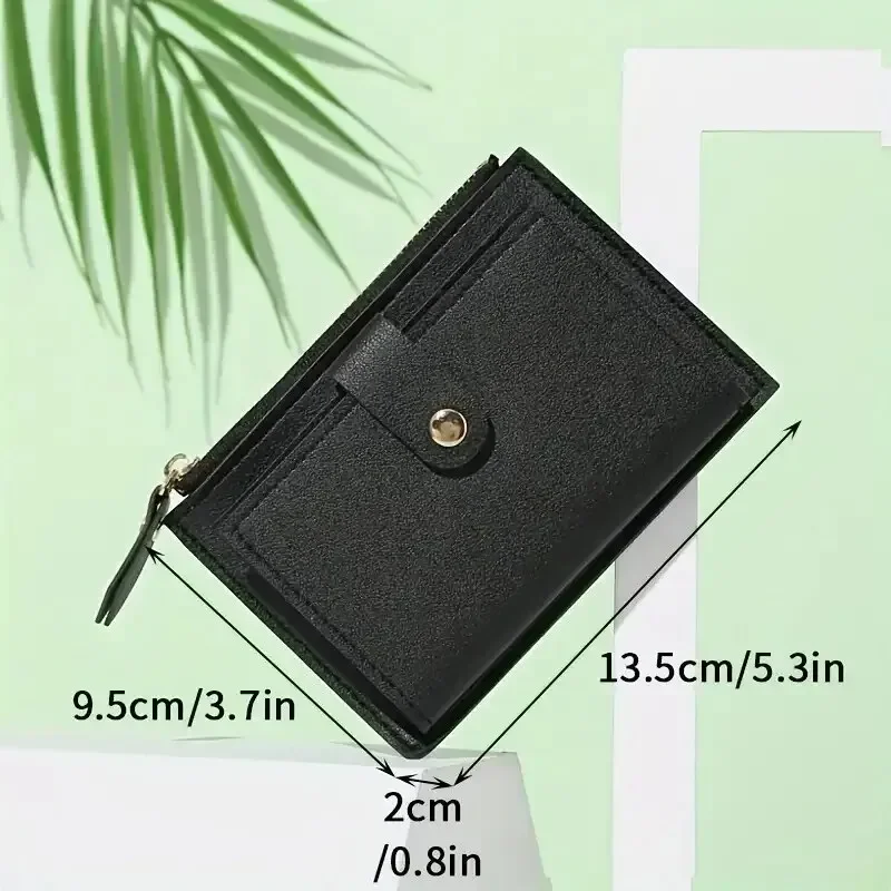Women's Slim Short Wallet, Zipper Bifold Credit Card Purse, Coin Purse, Solid Color WalletMulti-layer Large Capacity Wallet