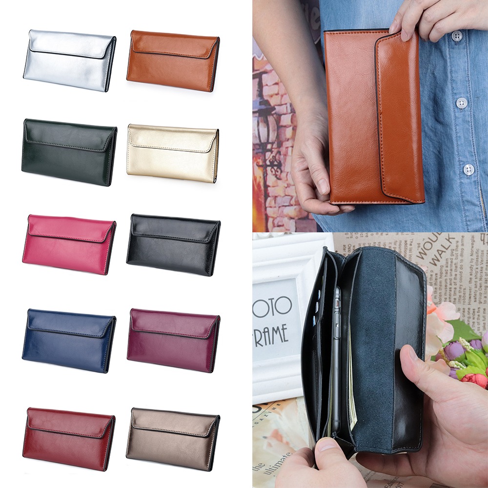 Slim Genuine Leather Women Long Wallet Large Capacity Female Coin Purse Portable Clutch Bag Cowhide Wallet for Women