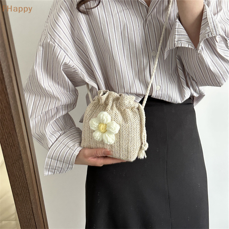 Summer New Fashion Straw Strap Mouth Women's Woven Bag Single Shoulder Bag Crossbody Bag For Travel And Amusement
