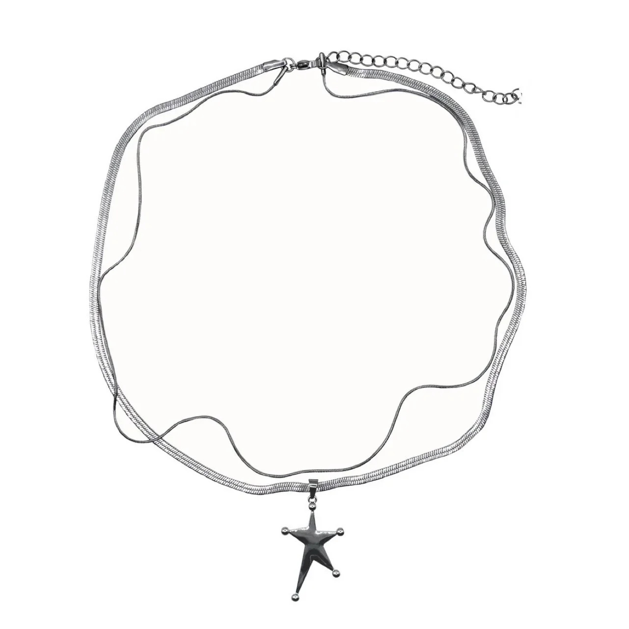 Korean Fashion Steel Star Pendant Necklace Cute Punk Charm Necklace Female Y2K Accessory Chain Necklace Gothic Jewelry 241107