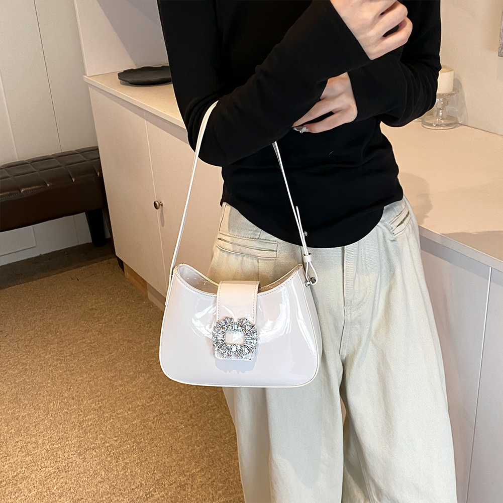 Crossbody Bag for Women PU Patent Leather Handbag Adjustable Shoulder Strap Hobo Bag Magnetic Closure for Work Travel Vacation