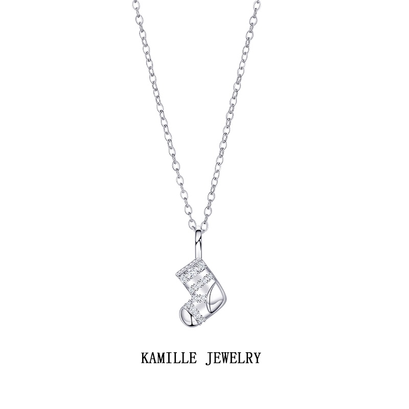 Festive Christmas Socket Necklace with Sparkling Zirconia Detail - Unique Gift Idea for Her