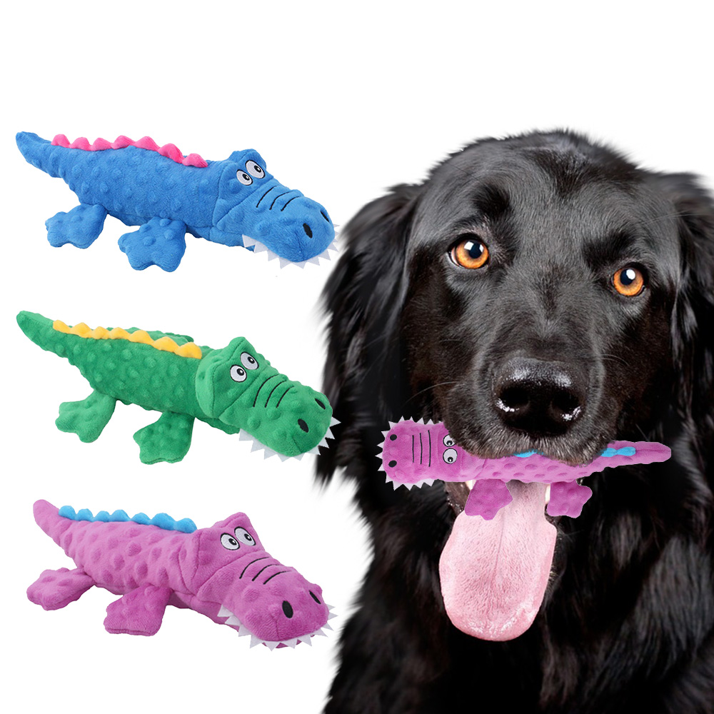 2023 Wholesale New Design Stuffed Crocodile Squeaky Chewing Dog Toys for Playing teeth bite resistant cute cartoon dog toys