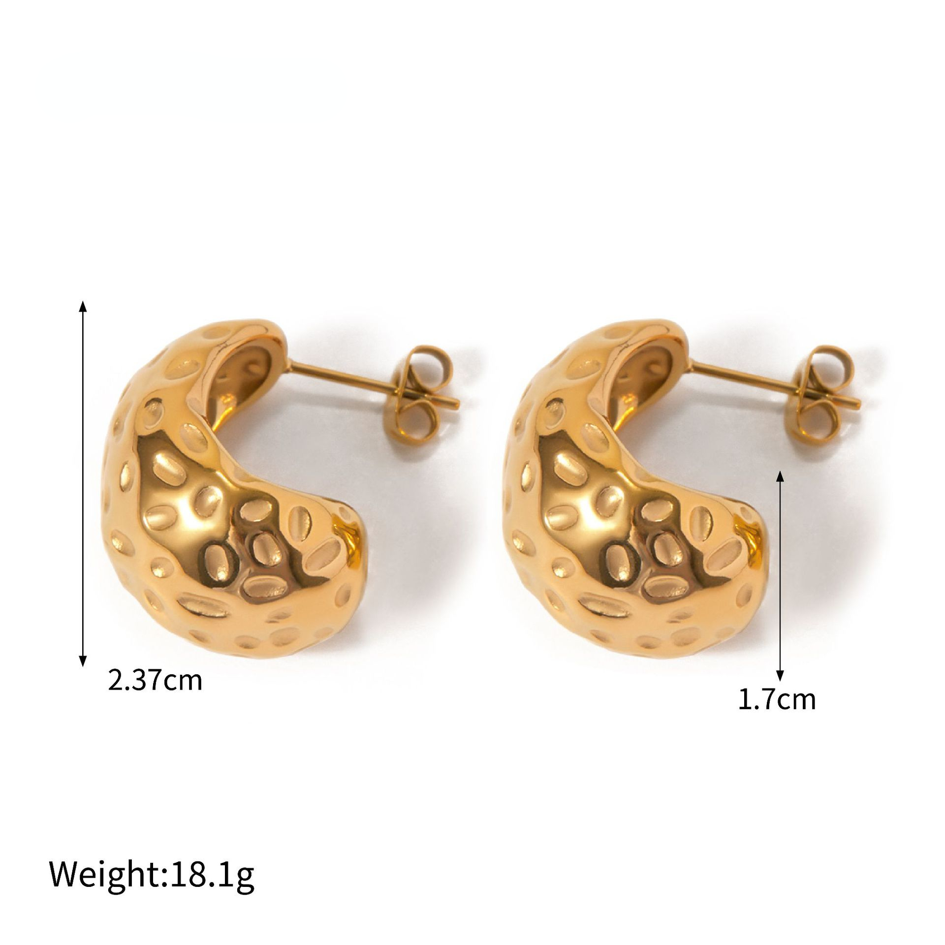 Ins Style 18k Gold Stainless Steel Earrings for Women with Concave and Convex Patterns Water Droplet Shaped Personalized Fashion Earrings Factory Whol