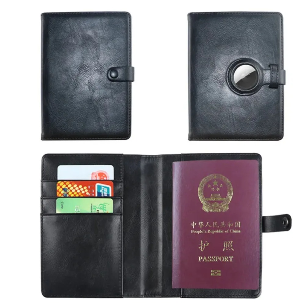 Luxury Minimalist PU Leather For AirTag Wallet Passport Card Protective Case Shockproof Anti Scratch Fall Protection Shell Cover