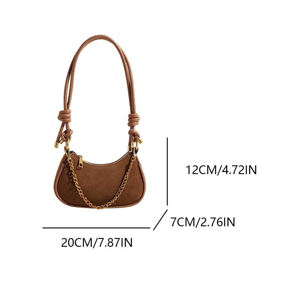 Women Suede Shoulder Bag Adjustable Strap Underarm Purse with Chain Zipper Closure Clutch Purse for Work Travel