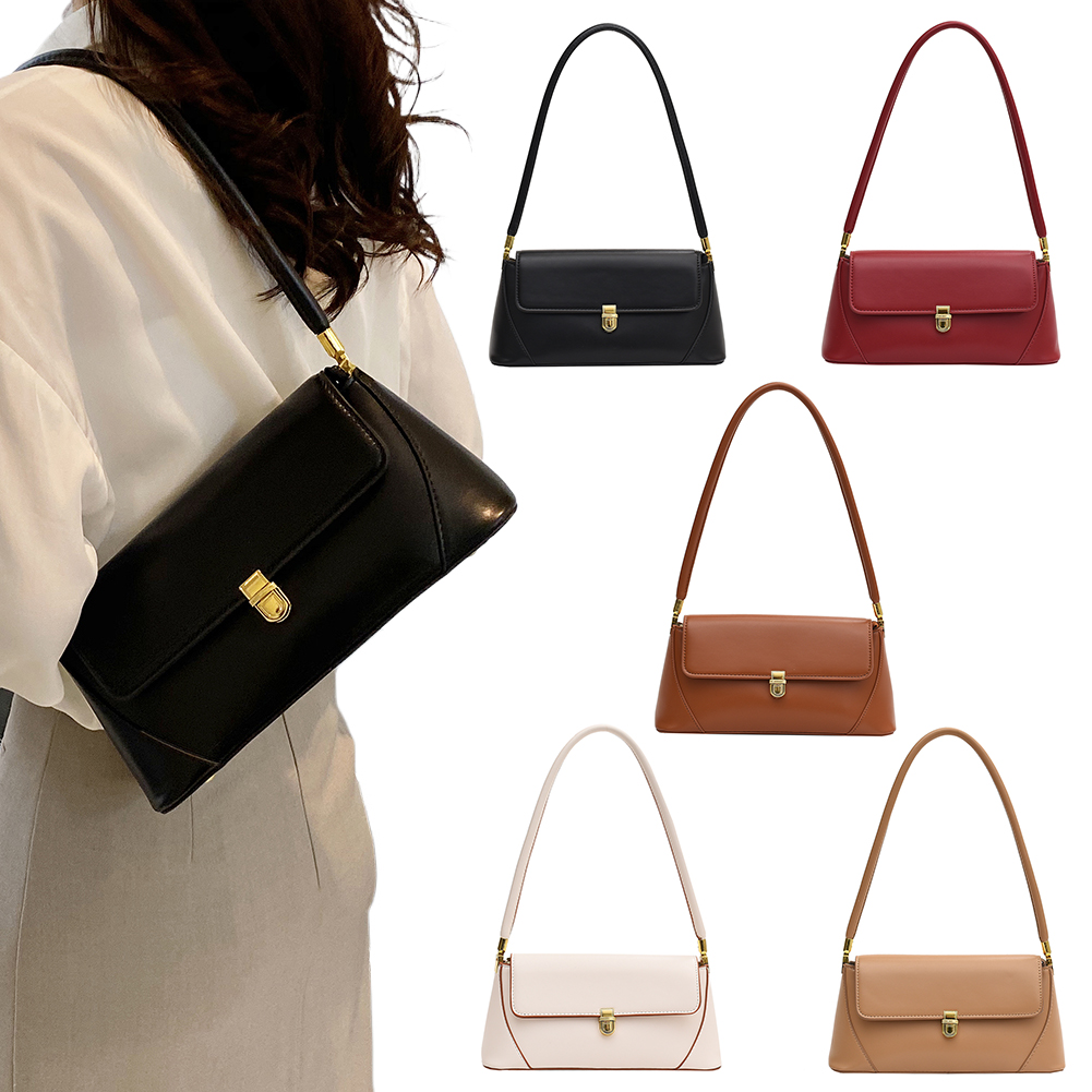 Retro Flap Underarm Bag PU Leather Clutch Purse Elegant Ladies Shoulder Purse Designer for Women Work Shopping Travel