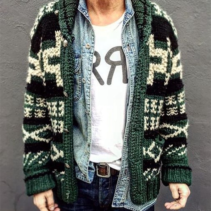 Korean Mens Autumn and Winter Long Sleeve Jacquard Sweater Casual Highend Quality Lapel Cardigan 241024