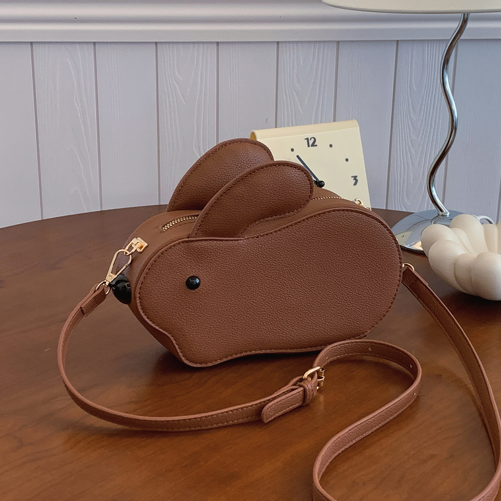 Women Crossbody Bag Rabbit Shape PU Leather Clutch Purse Adjustable Strap Cute Satchel Purse for Travel Shopping Commuting