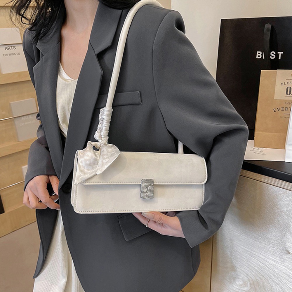 Retro Silk Scarf Lady Shoulder Bag Underarm Bag Casual Commuting Bag Handbag Minimalist Business Women's Bag Banquet Bag