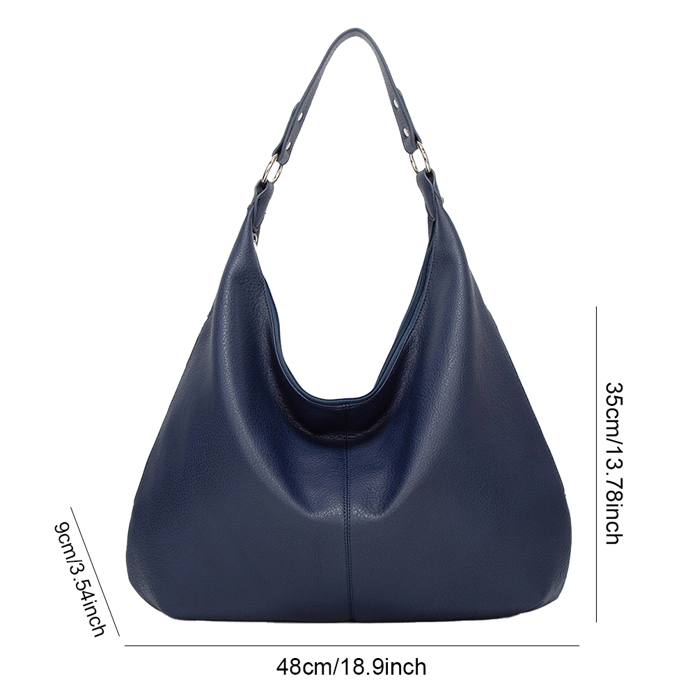Shoulder Purse for Women with Zipper Slouchy Bag PU Leather Multi Pockets Handbag Crescent Bag for Work Travel