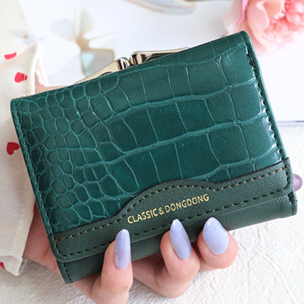 Portable PU Leather Women Wallet Multi-card Crocodile Pattern Female Short Purse Three-fold Simple Coin Purse Women