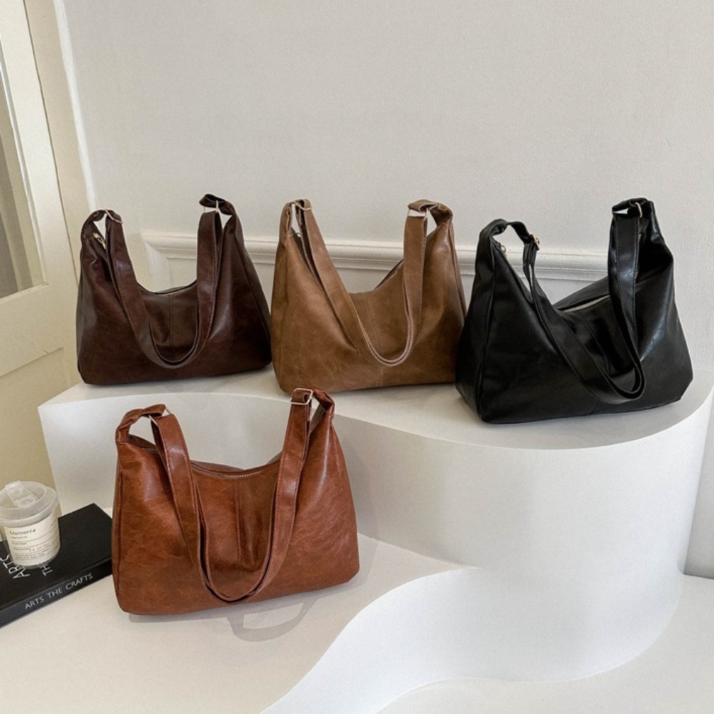 Fashion Large Capacity Bucket Bagpack Vintage Commute Zipper Handbag PU Durable Crossbody Sling Bag Travel