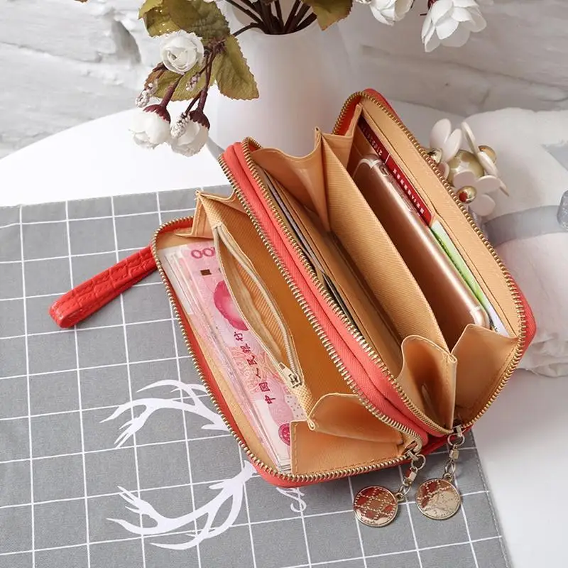 Fashion Quilted Long Wallet For Women, Zipper Around Clutch Coin Purse, Multi Card Slots Mobile Phone Bag