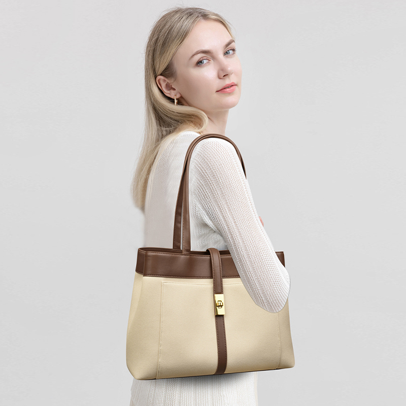 High-end Large-capacity Tote Bag Summer New Versatile Handbag Commuting To Work Contrast Color Shoulder Bag