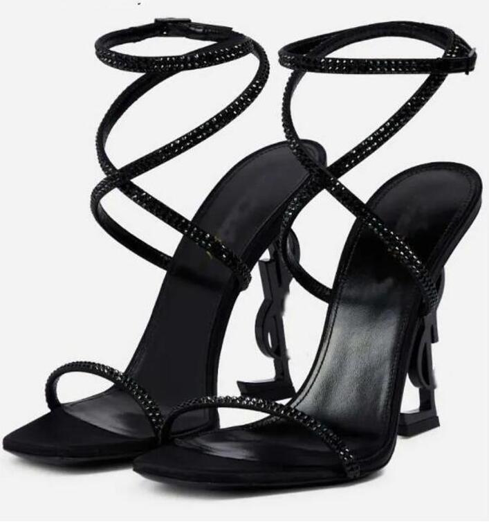 designer shoes Womens Sandals OPYUM Black Shoes Crystal Sandals Shoes Red Bottoms High Heels Black Pointed Toes Pumps Dress Shoes Mid Heeled Party with box