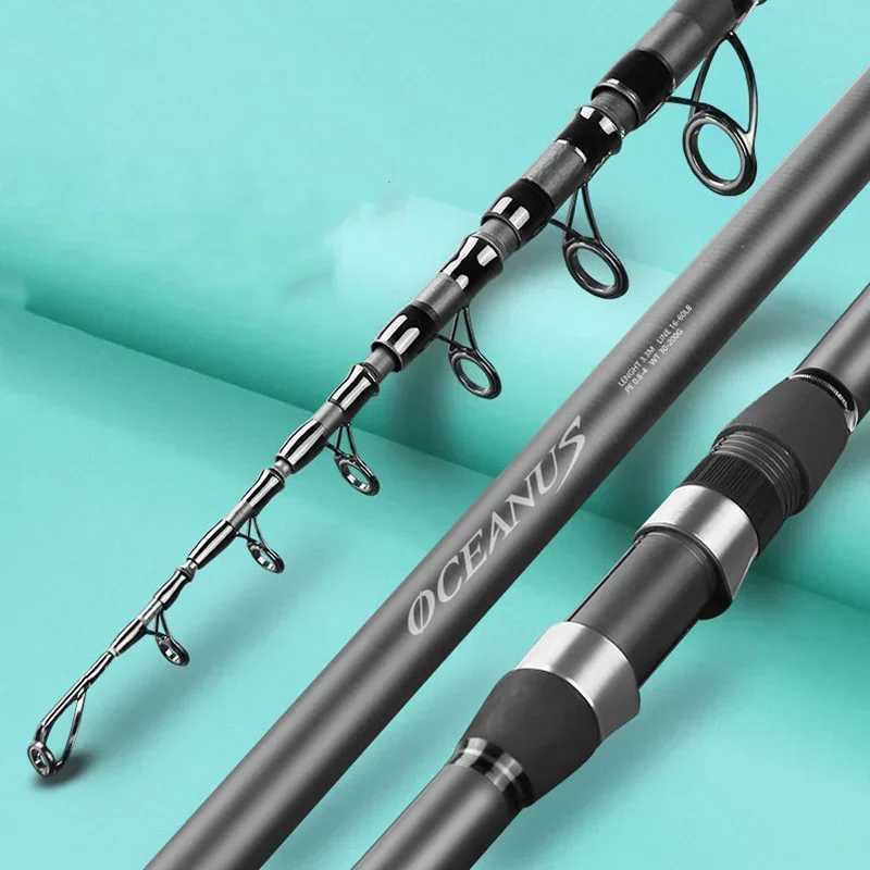 Caen fiber optic rotating fishing rod 2.1m/2.4m ultra light 5/6/7/8 section Tescopic long-distance handheld seawater bait 30g-200g W241108