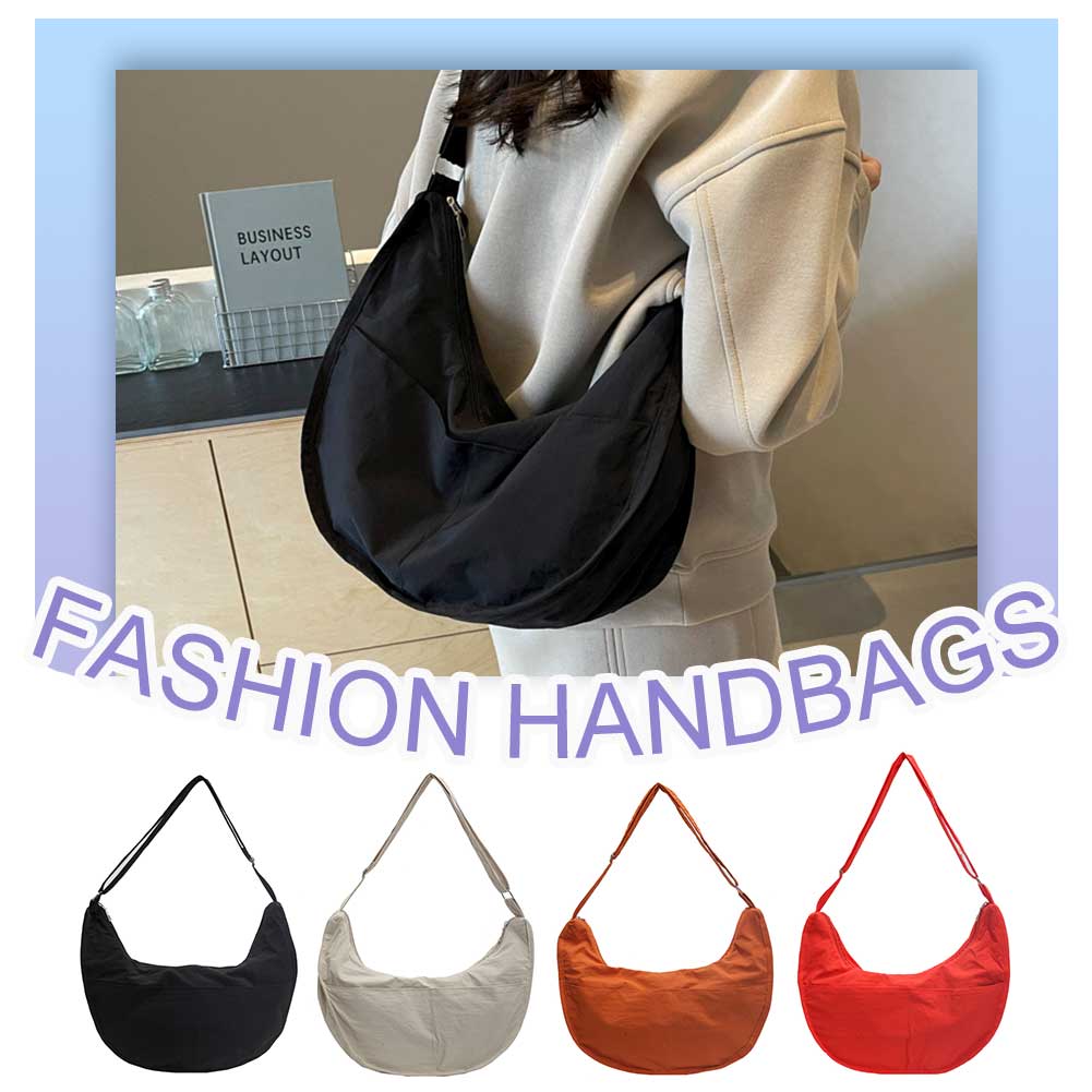 Crossbody Bag for Women Adjustable Strap Crescent Bag Nylon Zipper Closure Dumpling Bag Hobo Bag for Work Travel