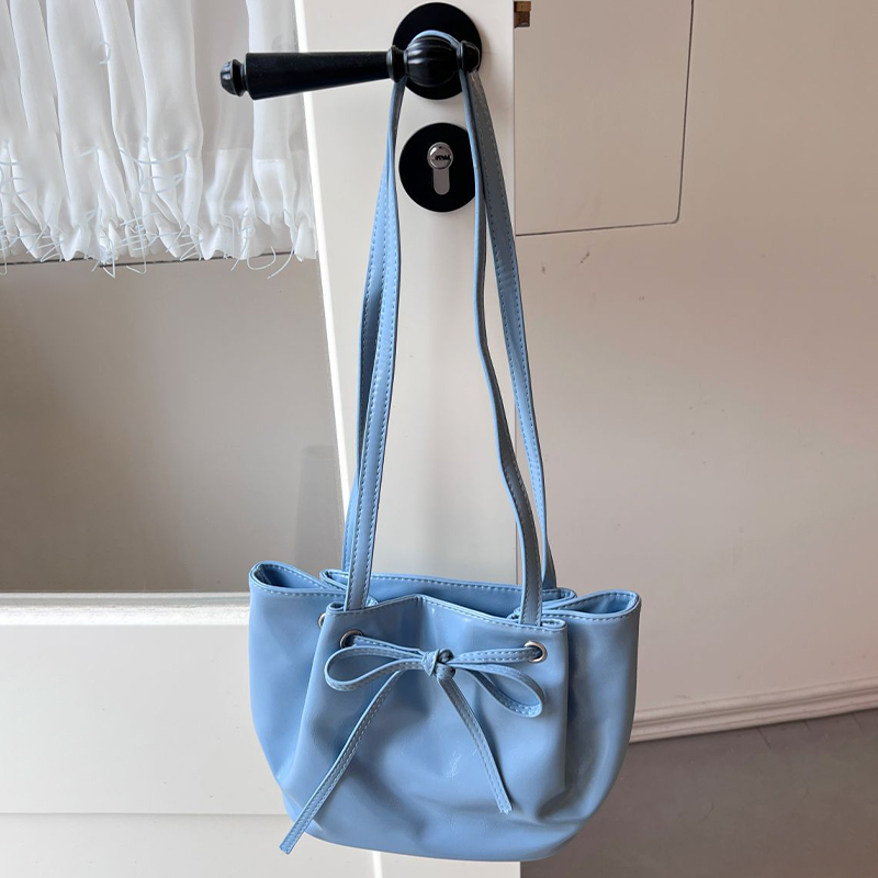 Drawstring Armpit Bag Women S New Bow Bucket Bag Fashionable Shoulder Bag