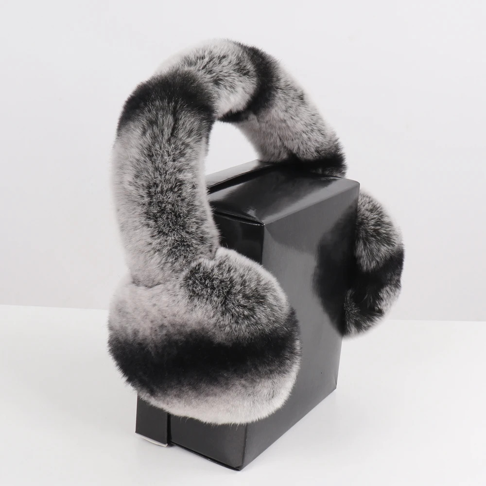 Fashion Girls Real Fur Earmuffs Russian Women Winter Warm Natural Rex Rabbit Fur Earmuff Fluffy Elastic Genuine Fur Earflaps 241107