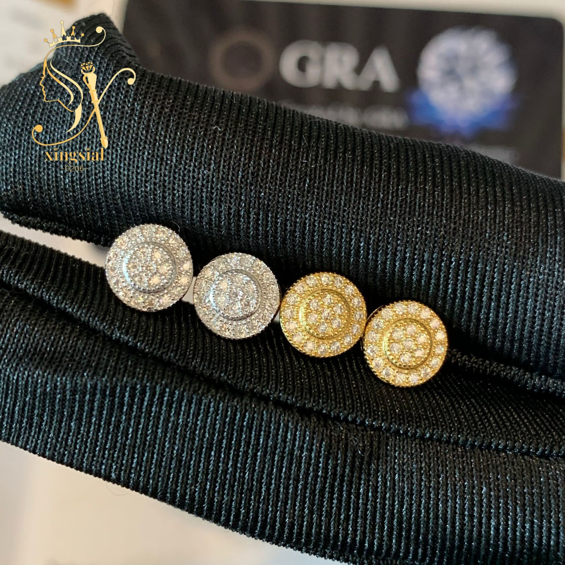 Hiphop style passed dia test wer shape round cut VVS DEF sterg sier women men moissanite earring