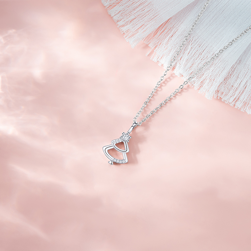 Women's Simplistic Hollow-Out Zirconia Christmas Tree Pendant Necklace from the Christmas Collection