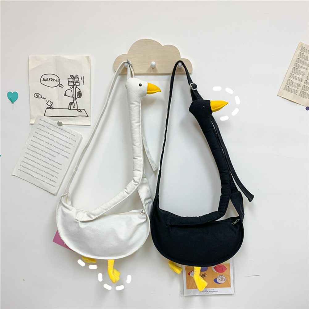 Women Silly Goose Bag Adjustable Strap Canvas Goose Crossbody Bag Large Capacity Goose Animal Satchel Bag Daily Bag for Girls