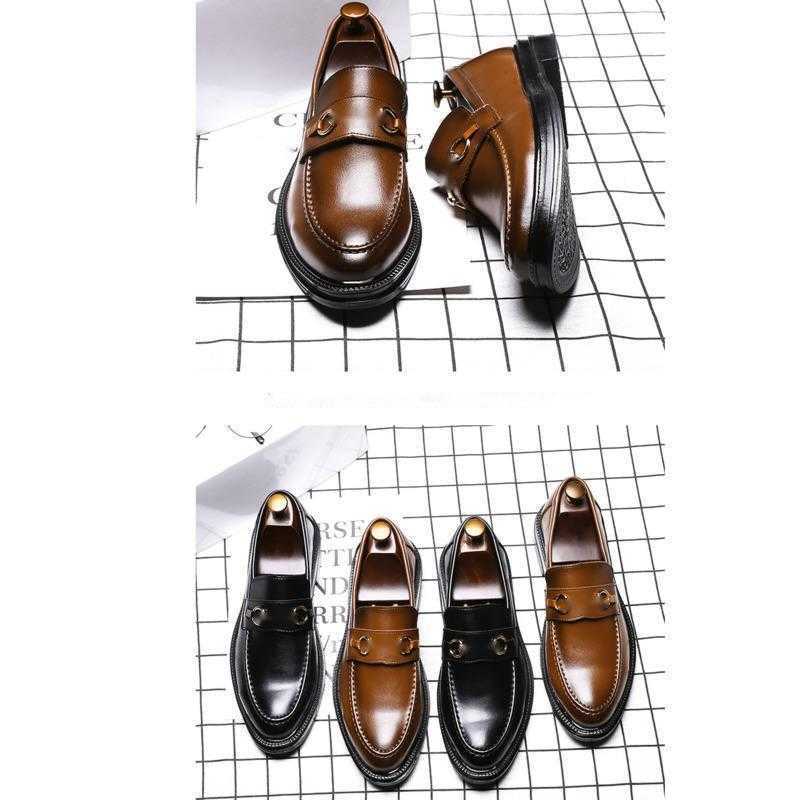 Men Dress Shoes Korean Version Versatile Fashion Pointed Casual Leather Shoes Cover Foot Business Lazy Mens Shoes Single Shoe Model 241009