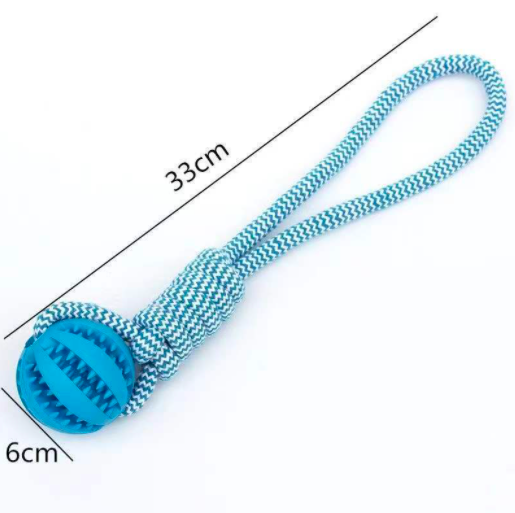 Pet Tooth Cleaning Chewing IQ Treat Ball Food Dispensing Bite Chew Knot Training Tugging Playing Rubber Rope Dog Ball Toys