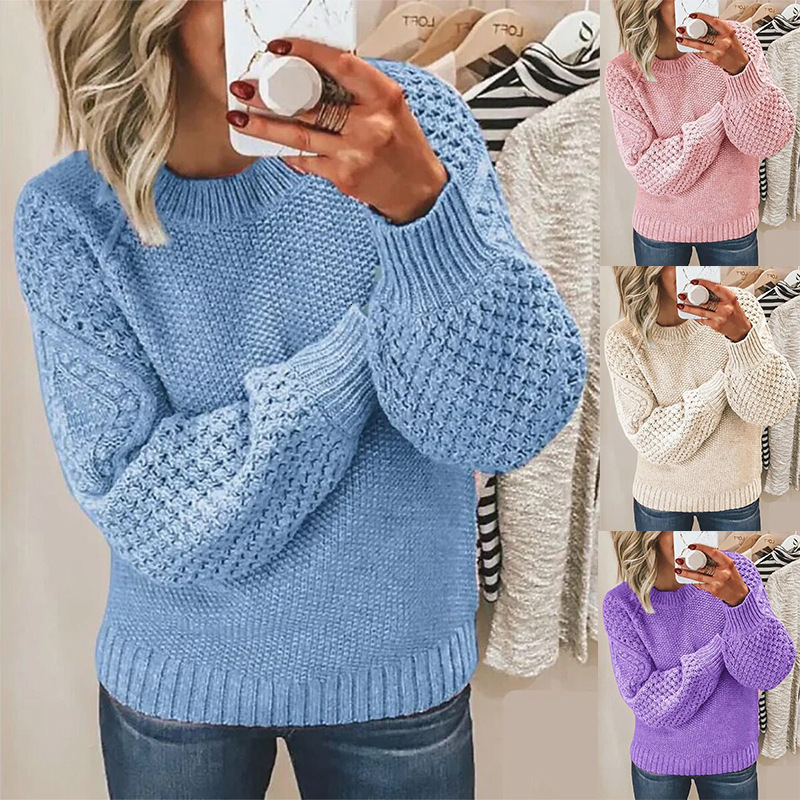 2025 New Fashion Hoodie Long Sleeve Outdoor Casual Round Neck Twisted Knitted Sweater Women's Top