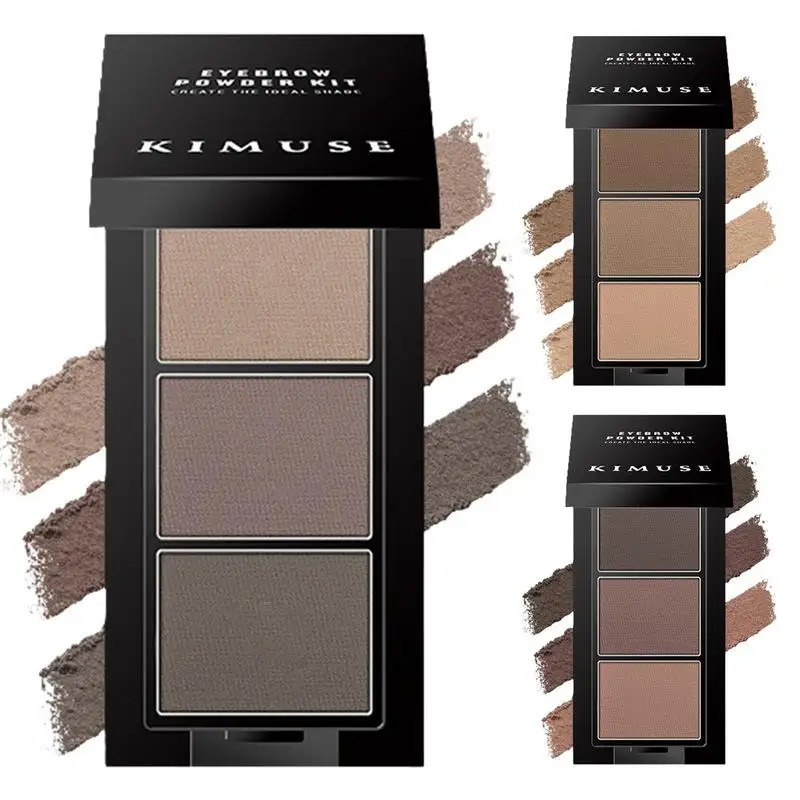 Three color three-dimensional natural eyelid powder palette with brush high gloss eye shadow durable eyelid cosmetics 241107