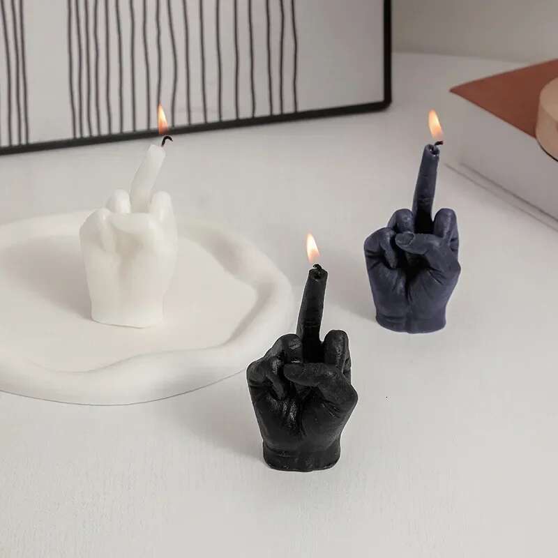 Ornaments Birthday Creative Middle Finger Shaped Gesture Scented Candles Niche Funny Quirky Gifts Home Decoration