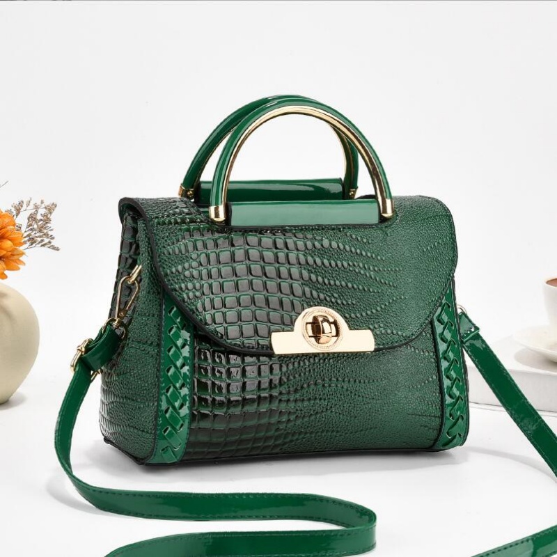 Fashion Top Handle Satchel Crocodile Pattern Crossbody Bag, Women's Elegant Handbag, Shoulder Bag & Purse