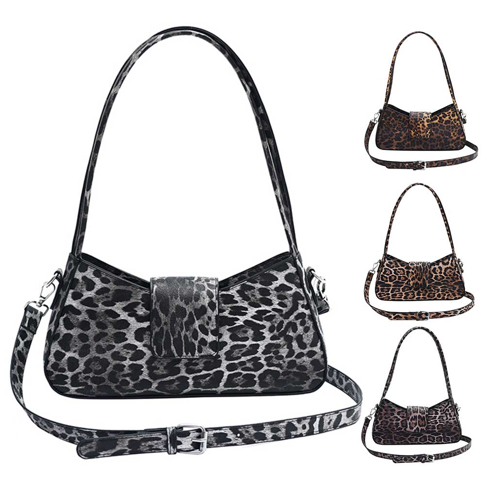 Shoulder Bag for Women Leopard Print Handbag PU Leather Removable Shoulder Strap Hobo Bag Satchel Purse for Work Travel