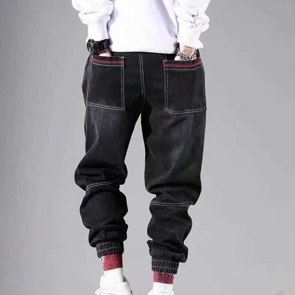 Hip Hop Cargo Pants Men Harem Pants Drawstring Loose Mens Jeans Casual Plus Size Cropped Trousers Autumn Winter Joggers Pants LX241107