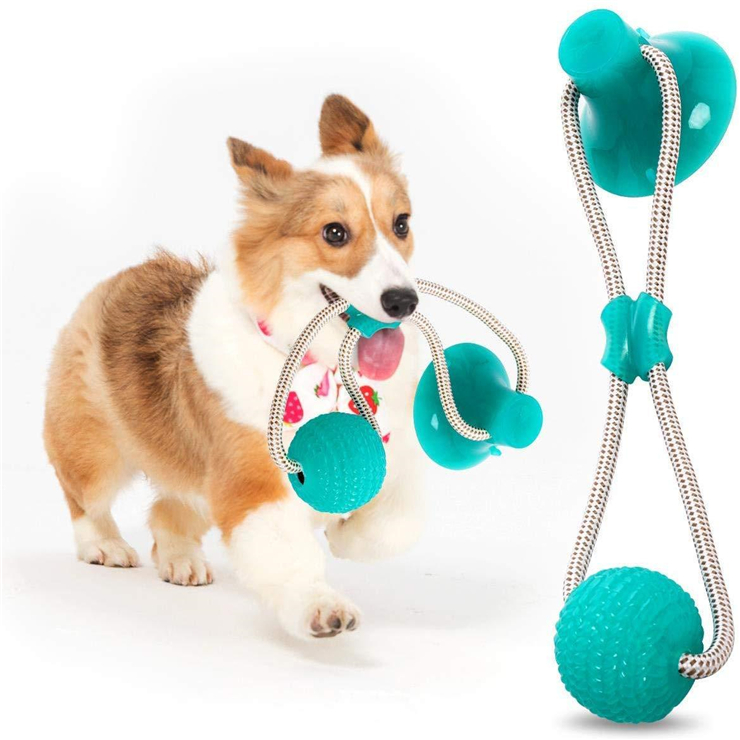 FREE SAMPLE Hot Sale Multifunction Molar Bite Dog Toys Rubber Chew Ball Cleaning Teeth Safe Elasticity Suction Cup Dog Chew Toy