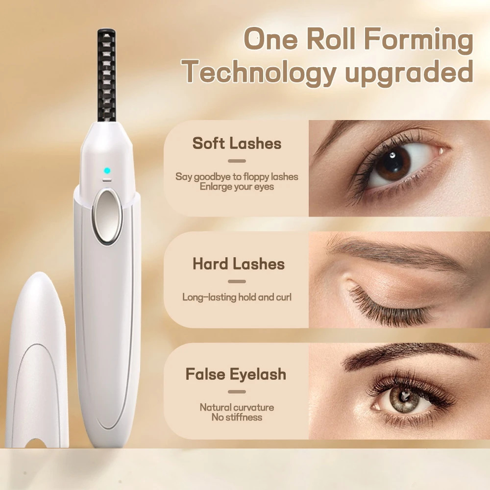 Electric eyelash curler is a portable natural eyelash curler device that heats up quickly within 10 seconds. Rechargeable eyelash curler 241107