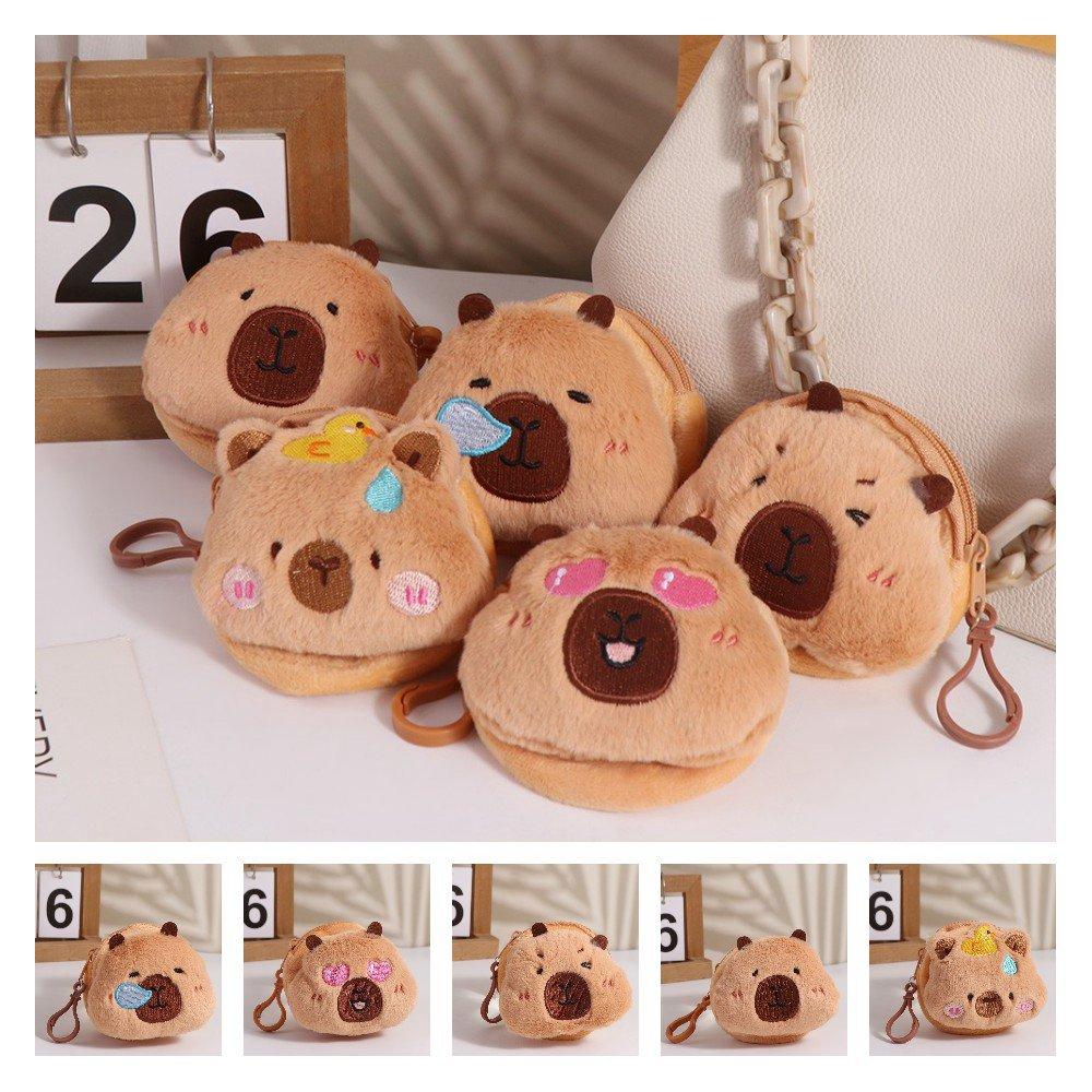 Zipper Capybara Coin Purse Wallet Bag Pendant Coin Pouch Capybara Plush Purse Bag with Keychain Pendant Protective Case